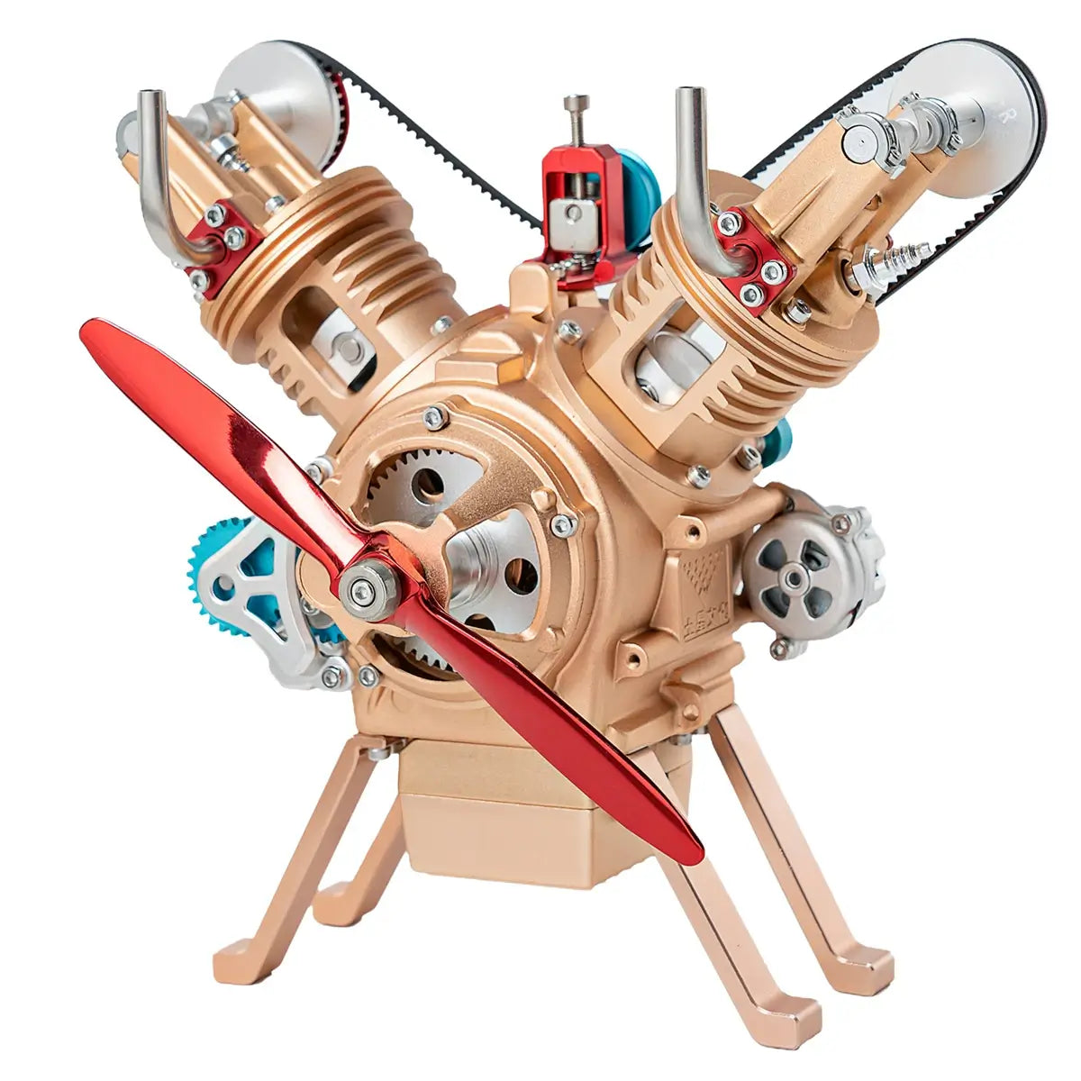 Functional v twin model engine, ideal for STEM education, student projects, and demonstrations.