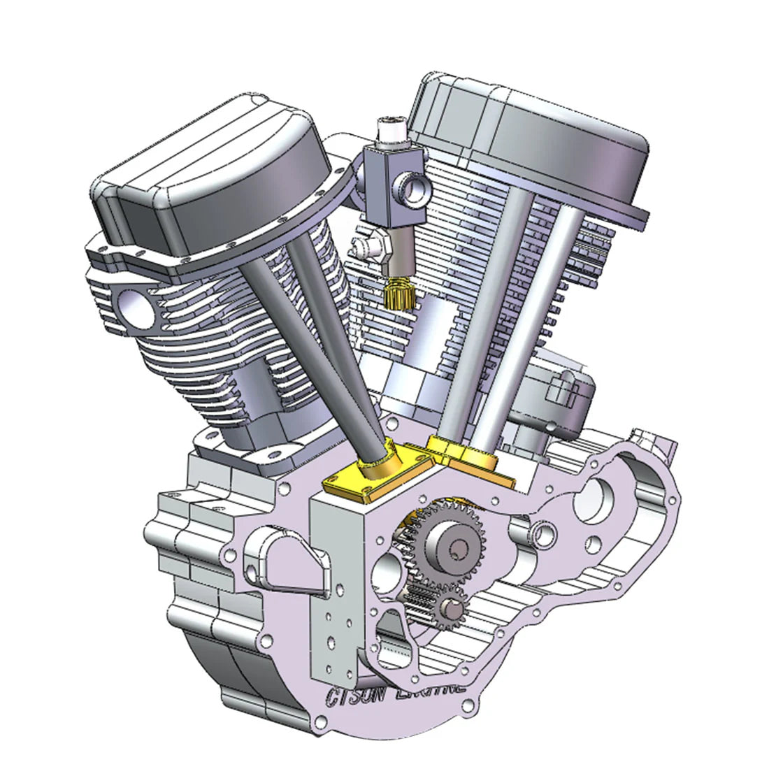 CISON V-Twin Dual Cylinder Motorcycle Model Engine Kits CISON FG-VT9 9cc 4-Stroke Air-Cooled Gasoline Engine Model