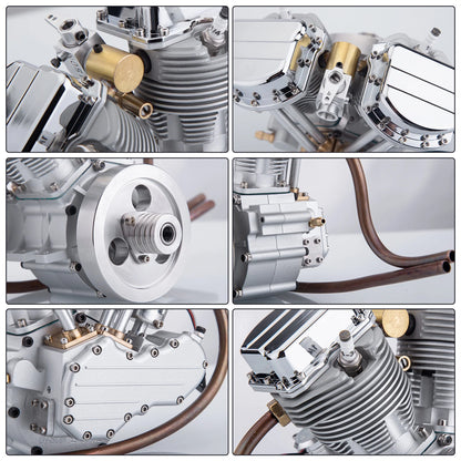 CISON V-Twin Dual Cylinder Motorcycle Model Engine Kits CISON FG-VT9 9cc 4-Stroke Air-Cooled Gasoline Engine Model