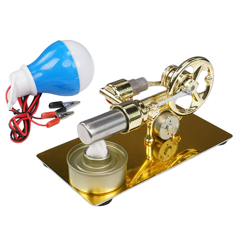 Single Cylinder Stirling Engine Kit Hot Air Electricity Generator Stirling Motor Kit With Light Bulb