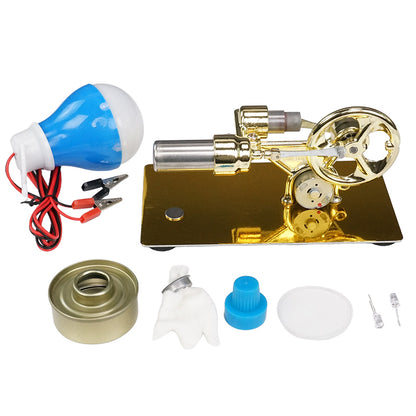 Single Cylinder Stirling Engine Kit Hot Air Electricity Generator Stirling Motor Kit With Light Bulb