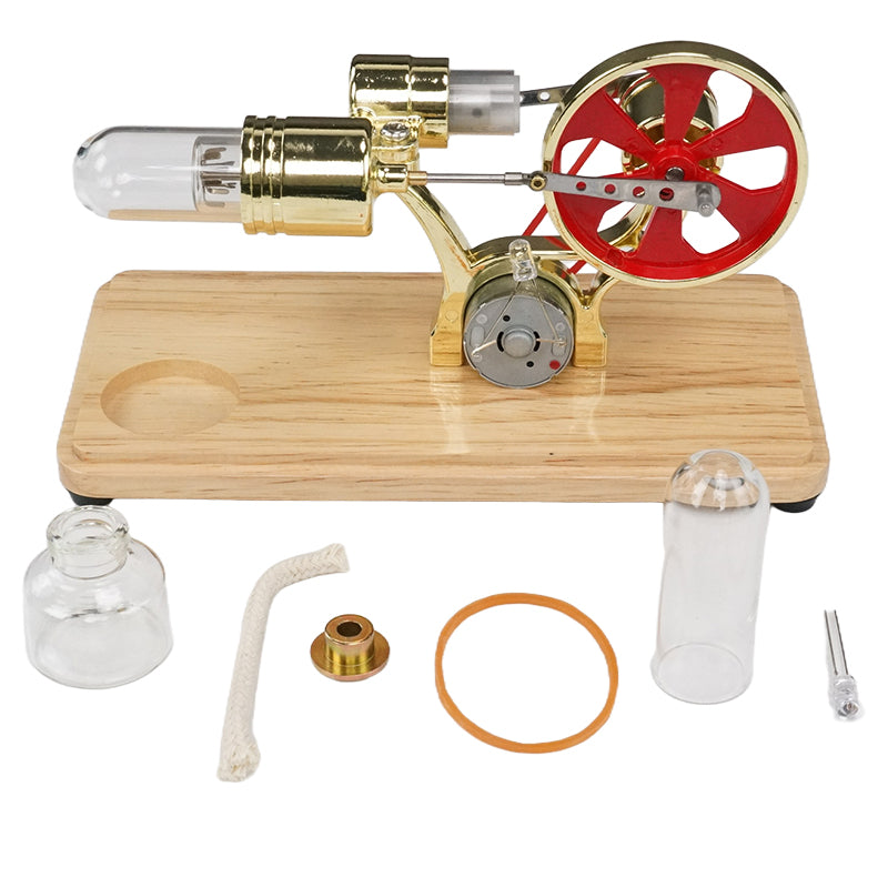 Stirling Engine Kit Single Cylinder Electricity Generator with LED Lig ...
