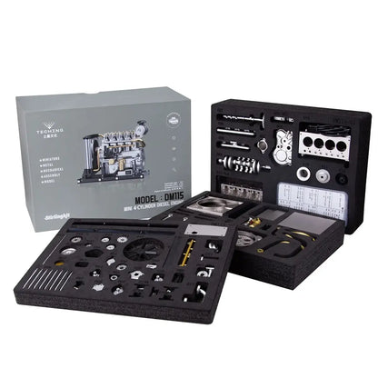 TECHING collector's edition L4 mini diesel engine model STEM toy in a gift box, perfect for students and hobbyists.