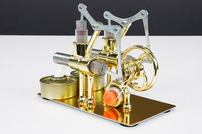 2-Cylinder Stirling Engine Kit Electricity Generator with Bulb Stirling Motor Kit DIY Toys