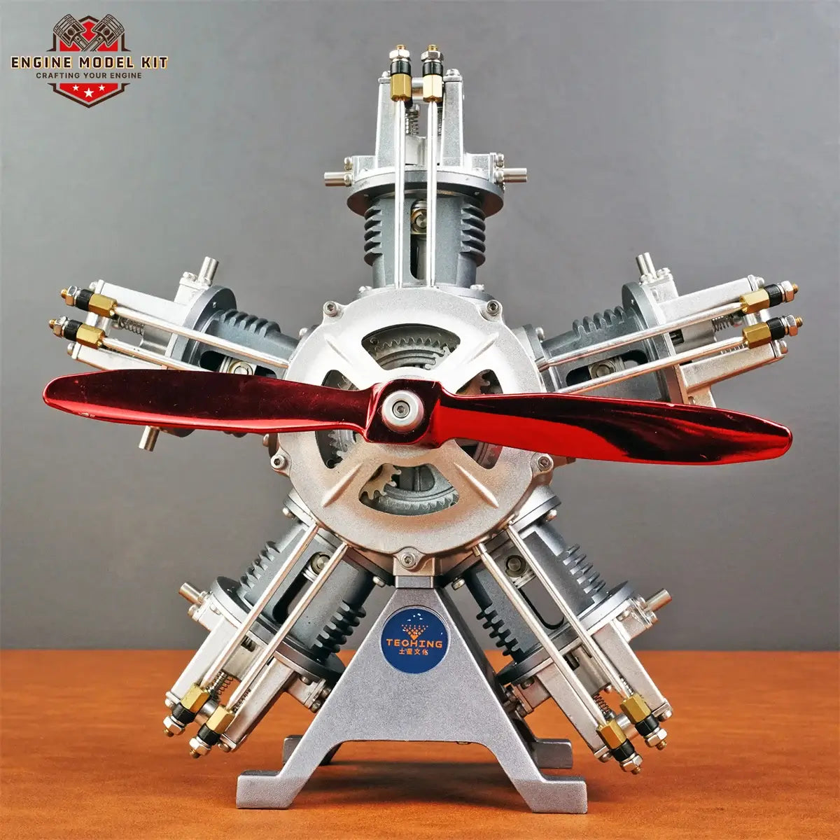 TECHING DIY 5-cylinder radial engine model kit with simulated working motion for assembly.