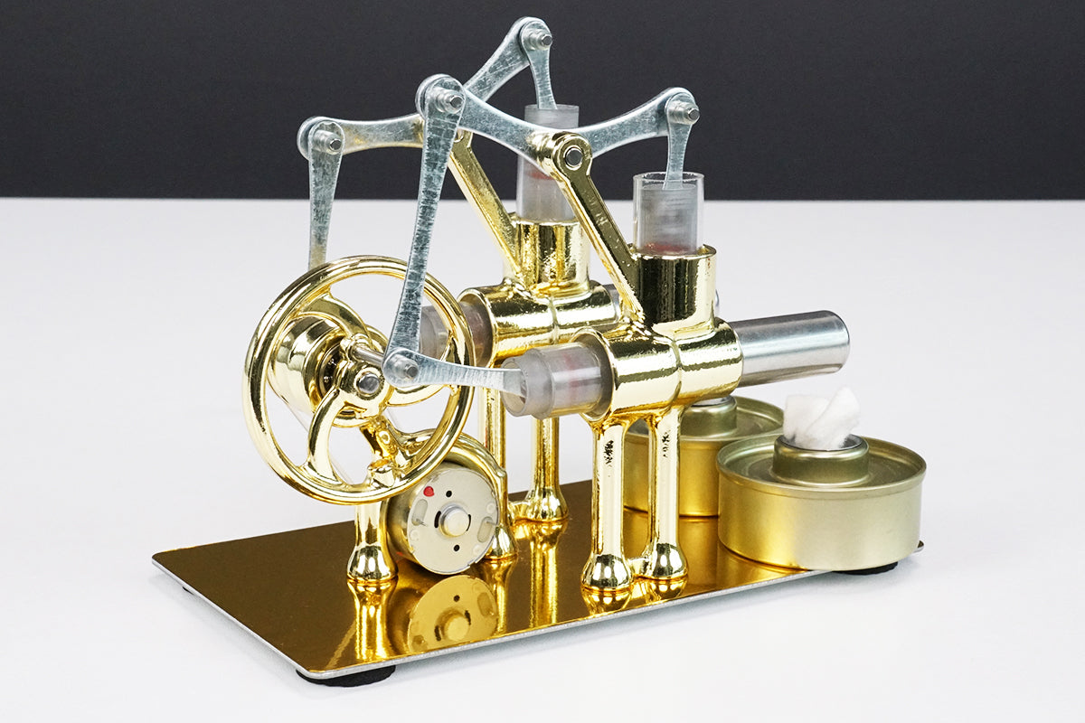 2-Cylinder Stirling Engine Kit Electricity Generator with Bulb Stirling Motor Kit DIY Toys