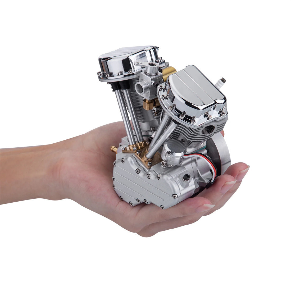 CISON V-Twin Dual Cylinder Motorcycle Model Engine Kits CISON FG-VT9 9cc 4-Stroke Air-Cooled Gasoline Engine Model