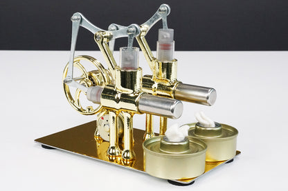 2-Cylinder Stirling Engine Kit Electricity Generator with Bulb Stirling Motor Kit DIY Toys