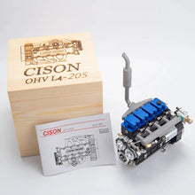 CISON 4-cylinder model engine kit presented in wooden gift box for RC hobbyists and collectors