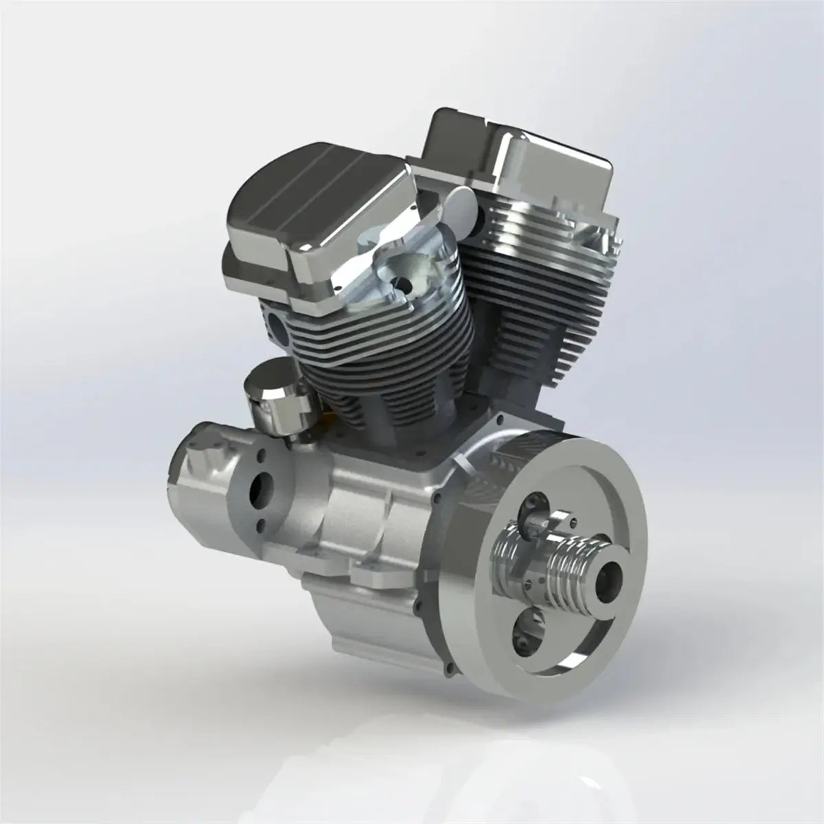 Rear view of CISON 4-stroke V-twin engine model kit showing compact layout.