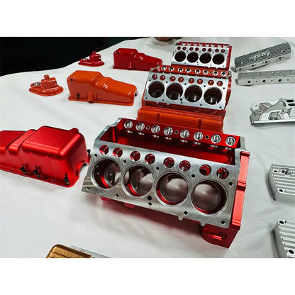 Close-up of CNC-milled CISON mini V8 gas engine small block, ideal for RC cars, gifting, or model collection.