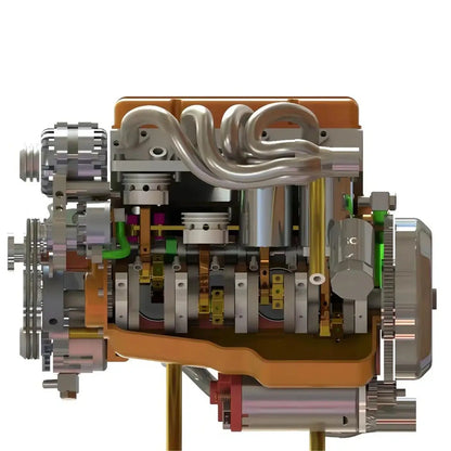 Perspective view of CISON working V8 model engine kit with visible moving parts.