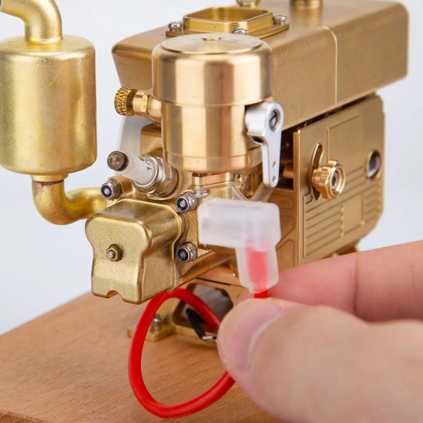 Golden MUSA gas-single-cylinder engine model for premium showcase, gifting, RC builds, or desktop mechanical display.
