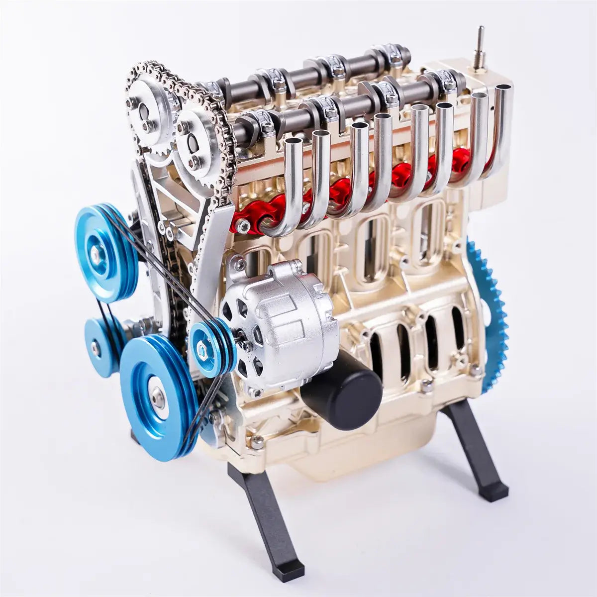 TECHING L4 (4-cylinder) engine model kit, a DIY STEM toy for mechanical learning and display.