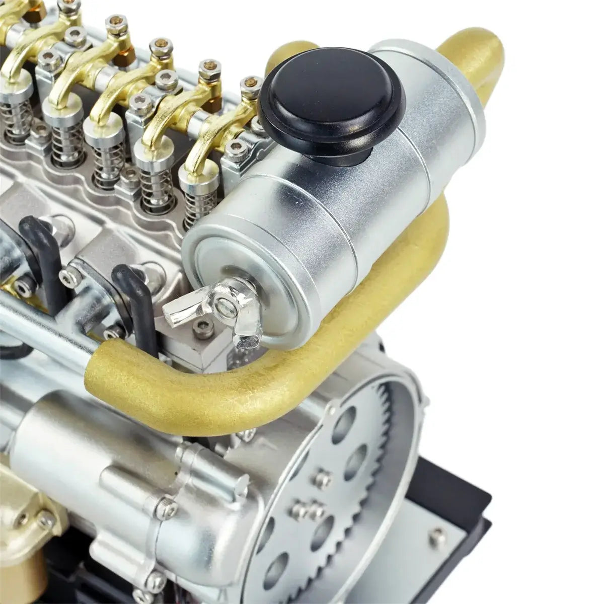 Close-up of the air filter on TECHING L4 (4 cylinder) diesel engine model kit for detailed viewing.