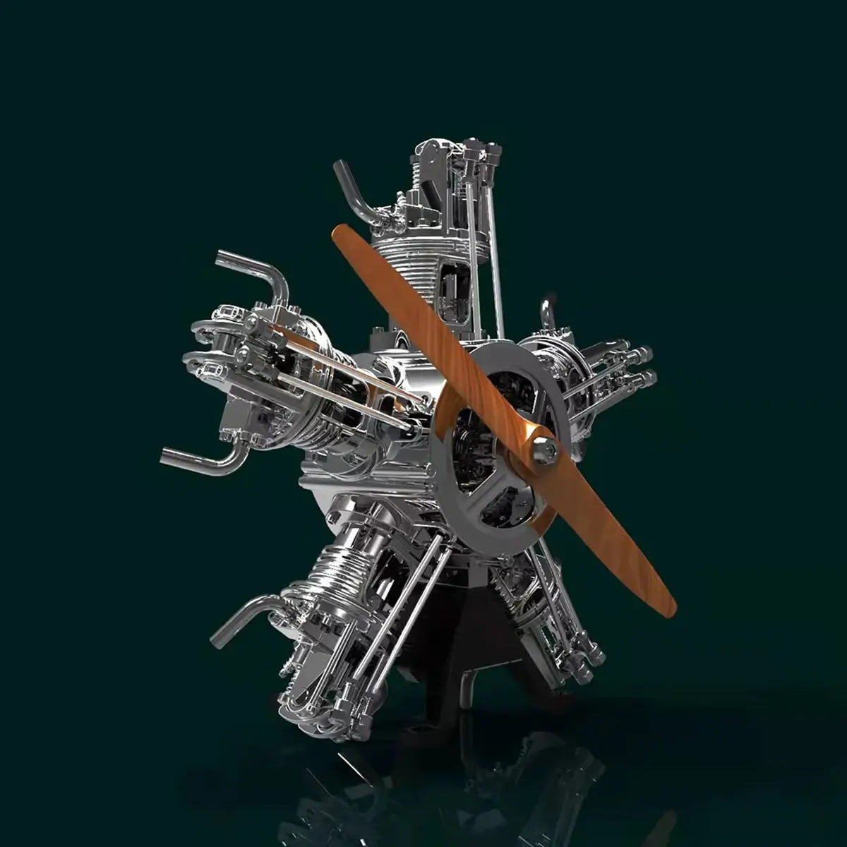 New version of TECHING metal radial engine model kit with improved metal construction for assembly and desktop display
