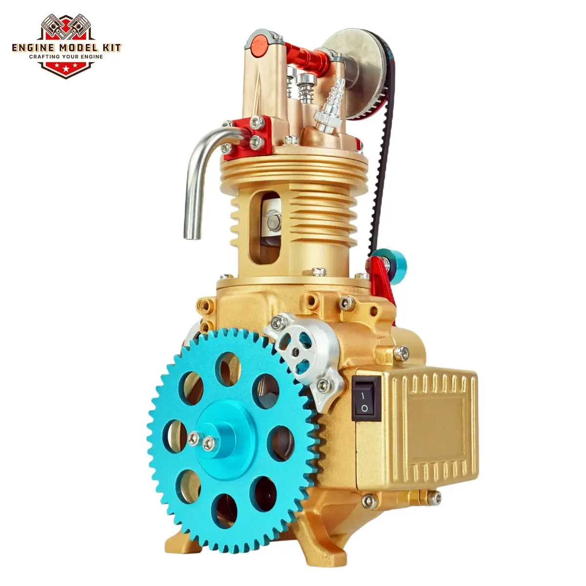 Front view of TECHING single-cylinder engine model, an ideal gift for adults, students and hobbyists.