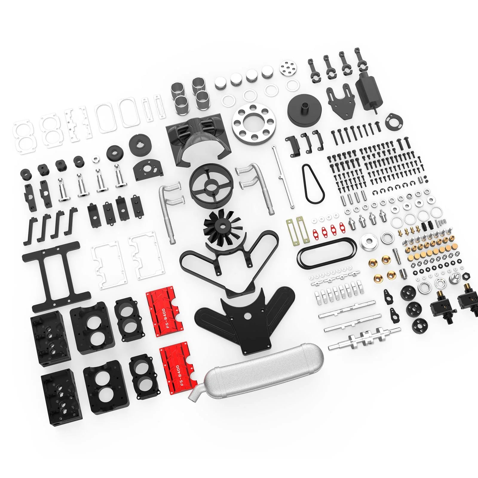 TOYAN Engine FS-B400AC 14cc Flat-four Engine Horizontal Opposed 4 Cylinder 4 Stroke Nitro H4 Engine Model Kit