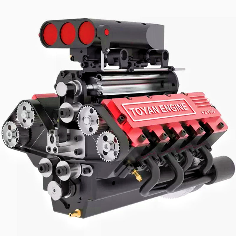TOYAN V8 Engine FS-V800GCS with Supercharger Engine DIY Set 28cc 8-Cylinder 4-Stroke Gasoline RC Car V8 Engine Model Kit
