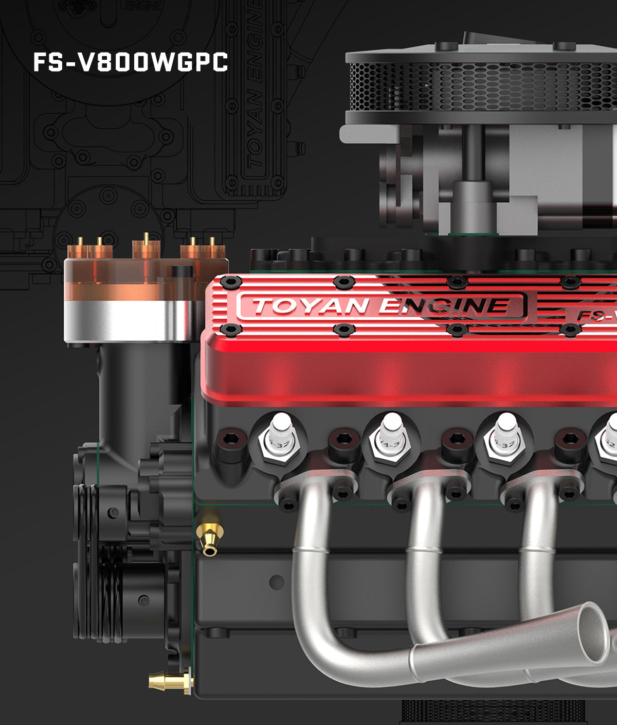 TOYAN V8 Engine FS-V800WGPC 28cc OHV Gasoline Engine Model Kit v8 car engine diy