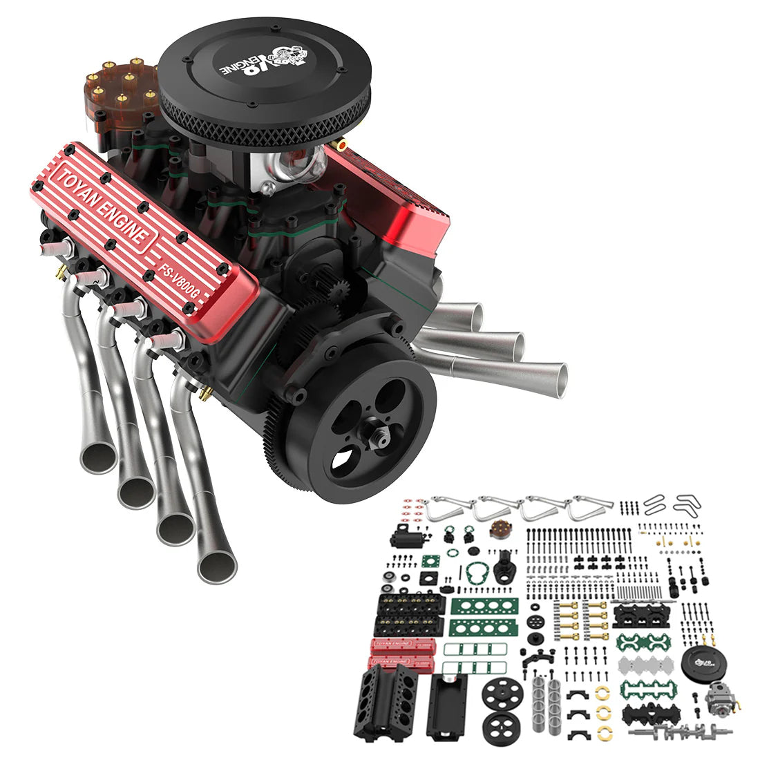TOYAN V8 Engine model kit diy FS-V800WGPC 28cc OHV Gasoline Engine 8-cylinder 4-stroke engine