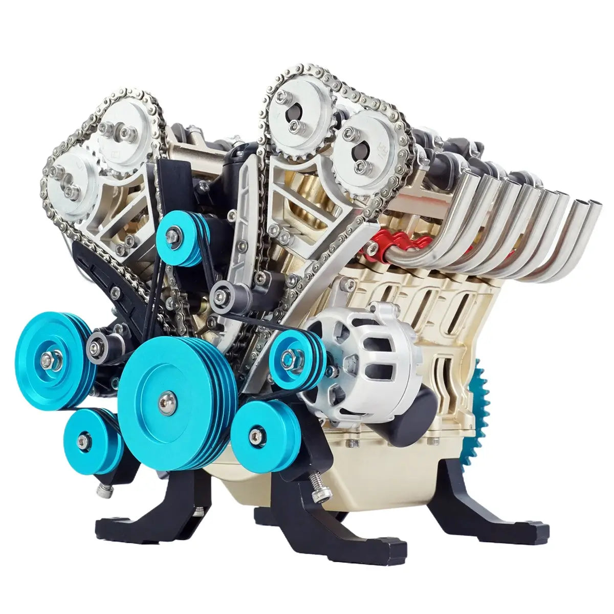 Angled view of TECHING collector’s edition v8 engine model – an ideal gift for adults, collectors, hobbyists