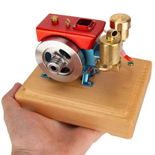 Handheld view of MUSA 1:8 scale single-cylinder engine kit for visual size comparison and model demonstration.