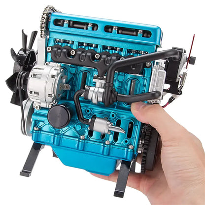 Updated TECHING turbocharged 4-cylinder engine model kit with realistic moving parts.