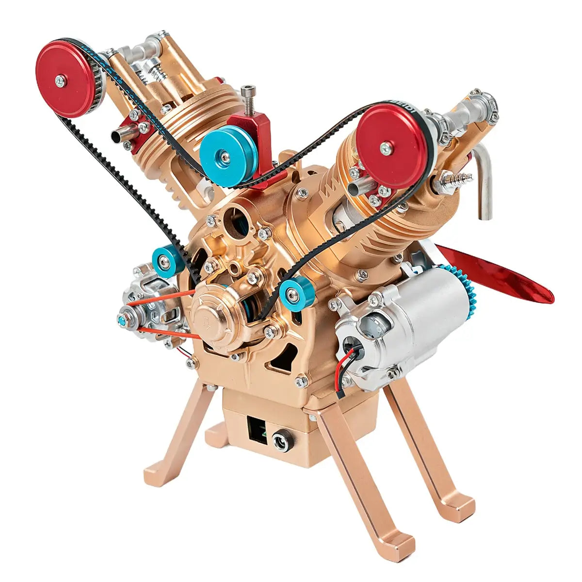 TECHING V-Twin (V2) engine model kit in a premium metal box, the perfect gift for adults, students, and collectors
