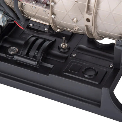 Close-up of TECHING working model jet engine's electric console with built-in 800mAh battery.